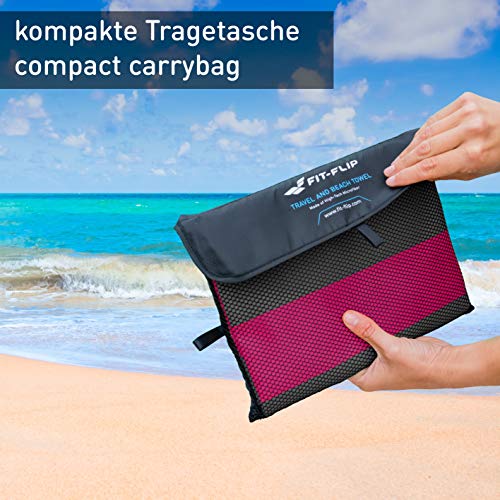 Fit-Flip Toallas de Playa Grandes XXL – Toalla Microfibra Grande y Ligera, Toalla Playa Gigante, Toalla Piscina 160x80 cm (Vino Tinto - Gris Oscuro)