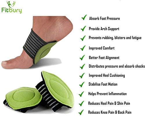 Fitbury 4Pcs Plantar Fasciitis Arch Soportes y libro electrónico gratuito, [2 pares] Pies planos y plantillas de fascitis plantar, Ayuda a los arcos caídos, Dolor de talón y Dolor de espalda