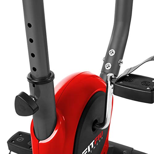 FITFIU Fitness BEST 100 Bicicleta Estática Spinning ultracompacta, 5 kg, sin respaldo, regulable en 8 niveles y pantalla LCD Entrenamiento Fitness Tonificación, Unisex adulto, Roja