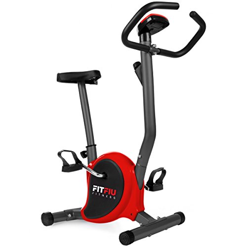 FITFIU Fitness BEST 100 Bicicleta Estática Spinning ultracompacta, 5 kg, sin respaldo, regulable en 8 niveles y pantalla LCD Entrenamiento Fitness Tonificación, Unisex adulto, Roja