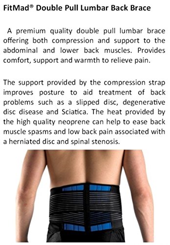 FitMad Cinturón de soporte Lumbar, Ajustable, de Neopreno, Doble Tirador – Alivio de Dolor de espalda/De Dolor de hernia de Disco