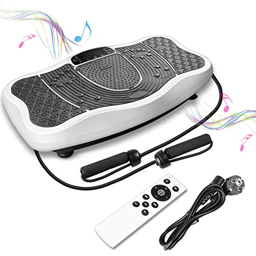 FITTIME Plataforma Vibratoria de Masaje con Motor Silencioso de 200W y Altavoz Bluetooth Complemento Deportivo Multifunción para Adelgazar Tonificar y Relajar Músculos sin Esfuerzo ni Sudor