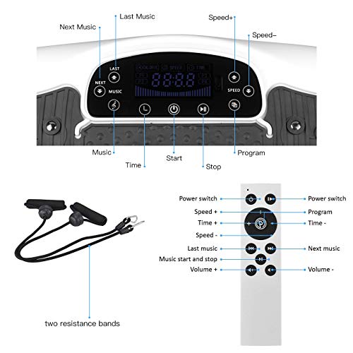 FITTIME Plataforma Vibratoria de Masaje con Motor Silencioso de 200W y Altavoz Bluetooth Complemento Deportivo Multifunción para Adelgazar Tonificar y Relajar Músculos sin Esfuerzo ni Sudor