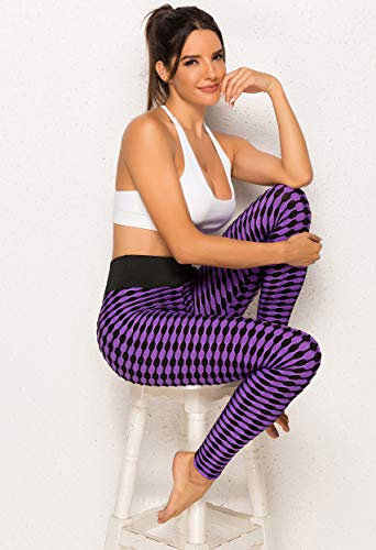 FITTOO Leggings Mallas Mujer Pantalones Deportivos Yoga Alta Cintura Elásticos y Transpirables Amorado Chica