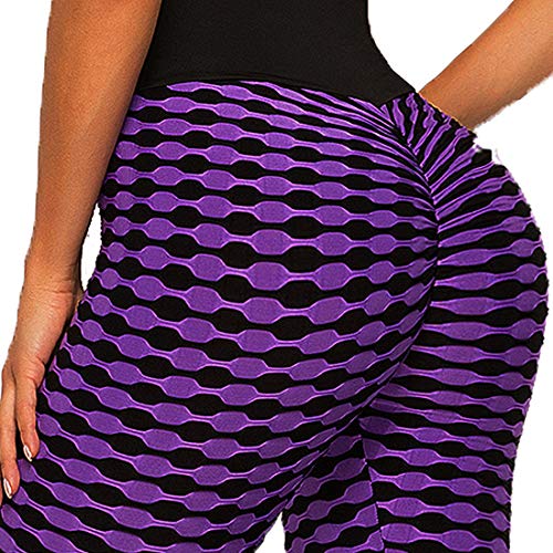 FITTOO Leggings Mallas Mujer Pantalones Deportivos Yoga Alta Cintura Elásticos y Transpirables Amorado Chica