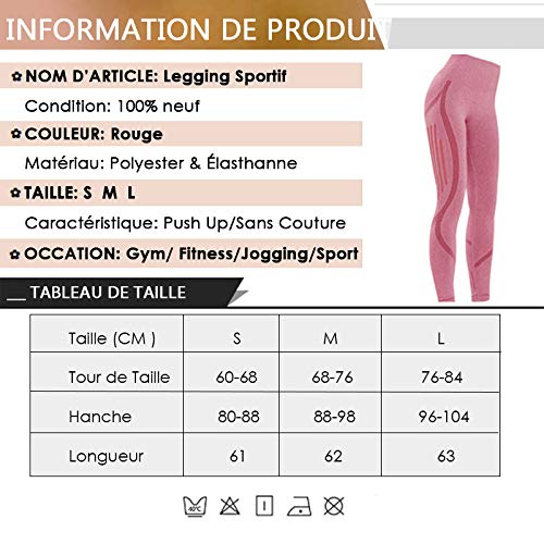 FITTOO Leggings Sin Costuras Corte de Malla Mujer Pantalon Deportivo Alta Cintura Yoga Elásticos Fitness Seamless Rosa-4 Small