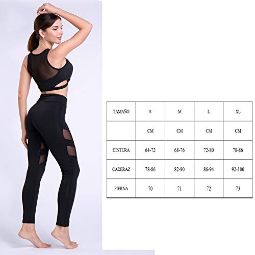 FITTOO Mallas Leggings Mujer Yoga de Alta Cintura Elásticos y Transpirables para Yoga Running FitnessG32K #2 Negro X-Large
