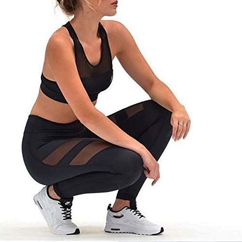 FITTOO Mallas Leggings Mujer Yoga de Alta Cintura Elásticos y Transpirables para Yoga Running FitnessG32K #2 Negro X-Large