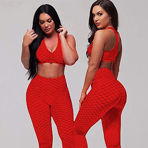 FITTOO Mallas Pantalones Deportivos Leggings Mujer Yoga de Alta Cintura Elásticos y Transpirables para Yoga Running Fitness con Gran Elásticos2060 Rojo S