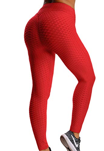 FITTOO Mallas Pantalones Deportivos Leggings Mujer Yoga de Alta Cintura Elásticos y Transpirables para Yoga Running Fitness con Gran Elásticos2060 Rojo S