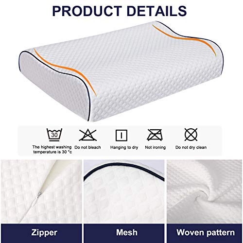 Fityou Almohada Viscoelastica, Almohada Cervical Antiacaros con 3D Malla, Almohada Ortopedica Diseño Ergonómico Terapéutico Reduce Dolores Cervicales, Funda de Bambú Extraíble y Lavable