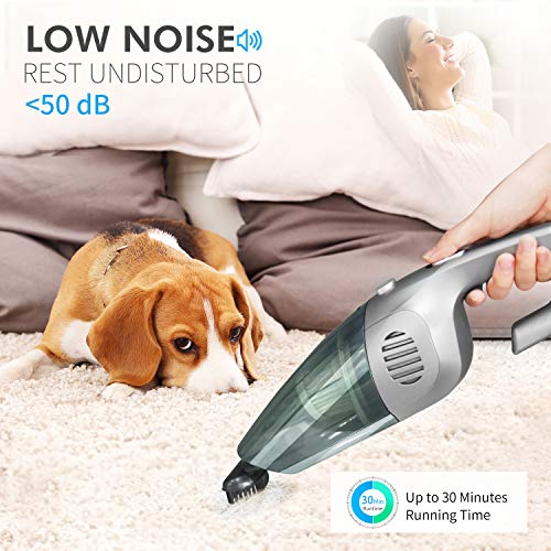 Fityou Aspiradora de Mano Sin Cable,7000pA Aspirador Inalámbrico Portatil Seco y Húmedo 120W de 2200mAh y Filtro Hepa Mejorado para Coches, Sofas, Pelos Mascotas, Casa, AutomóVil