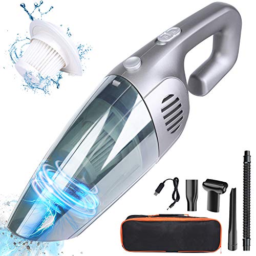 Fityou Aspiradora de Mano Sin Cable,7000pA Aspirador Inalámbrico Portatil Seco y Húmedo 120W de 2200mAh y Filtro Hepa Mejorado para Coches, Sofas, Pelos Mascotas, Casa, AutomóVil