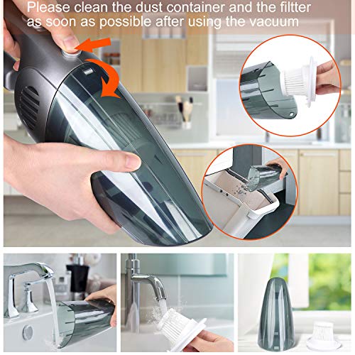 Fityou Aspiradora de Mano Sin Cable,7000pA Aspirador Inalámbrico Portatil Seco y Húmedo 120W de 2200mAh y Filtro Hepa Mejorado para Coches, Sofas, Pelos Mascotas, Casa, AutomóVil