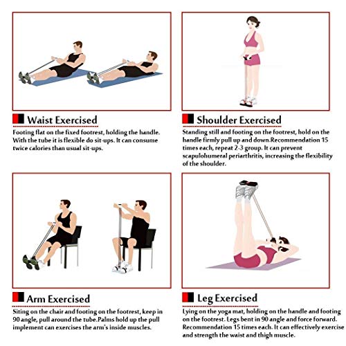 FIVE BEE Actualización 4 Tubos multifunción Pierna ejercitador | Sit-up Culturismo expansor | Equipo de Entrenamiento elástico de la Cuerda del tirón | Pedal Resistance Band | Púrpura