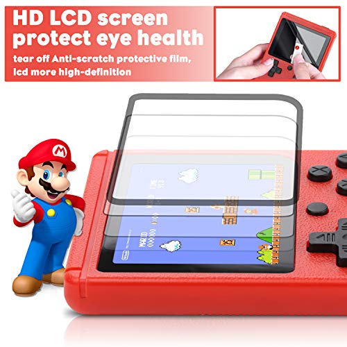 Fivejoy Consola de Juegos Portátil, Juegos Electrónicos Portátiles, Consola Retro 400 Juegos Clásicos Soporte TV Juegos Portátiles y Dos Jugadores, Regalo de Cumpleaños para los Niños Padres Rojo