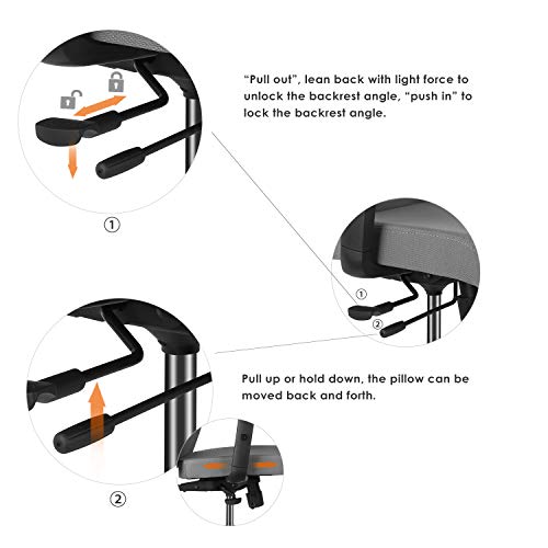 FIXKIT Silla Oficina Ergonómica Giratoria 360°, Silla de Escritorio de Malla con Altura, Reposabrazos y Apoyabrazos Ajustables, Transpirable, Carga Máx.150Kg - Negro/Grisáceo