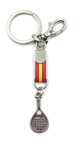 FJR-ArtPiel - Llavero bandera de España con pala de padel y mosquetón de seguridad - Alta Calidad