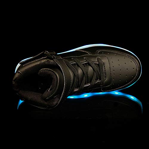 FLARUT Niños Zapatillas Led Luminioso con 7 Colores Unisex Hip Tops Sneakers Zapatos con Luces（Negro,35