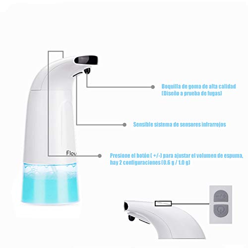 Flauno Dispensador de Jabón Automático en Espuma sin Contacto con Sensor de Movimiento Infrarrojo, Impermeable IPX4, Ideal para Baño y Cocina (300ml)