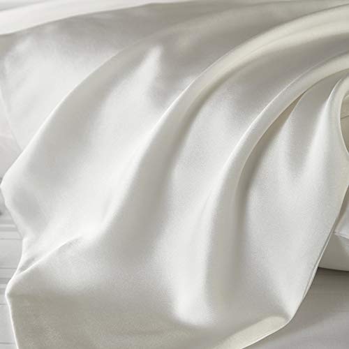 FLCA - Funda de almohada de seda de morera para cabello y piel, ambos lados de seda de morera, 1 unidad, seda sintética, crema, Standard 50x75cm