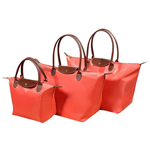 Fletion - Bolso de nailon impermeable para mujer, bolso de hombro, plegable, bolsa de viaje Negro M:44 cm*30 cm*18 cm