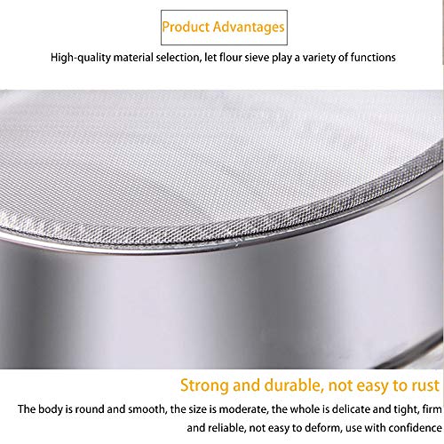 Fleymu Acero Inoxidable Tamiz de Harina Utensilios de Cocina Coladore Profesional Malla Fina Coladores Tamizar la Harina para Hornear Aceite, Harina, Herramienta Práctica para Repostería