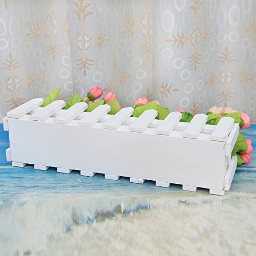 Flikool Claveles Flores Artificiales con Valla Faux Carnations Plantas Artificiales con Cerca Macetas Simulacion Falso Potted Bonsai Flor Artificial 30 * 7.5 * 15 cm - Amarillo