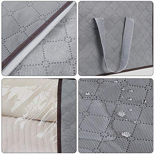 flintronic® Bolsa de Almacenamiento, 4PCS Bolsas Plegables de Ropa, Bolsas 84L con Cremallera a Prueba de Moho y Humedad para Ropa de Cama, Edredones, Mantas etc - Gris