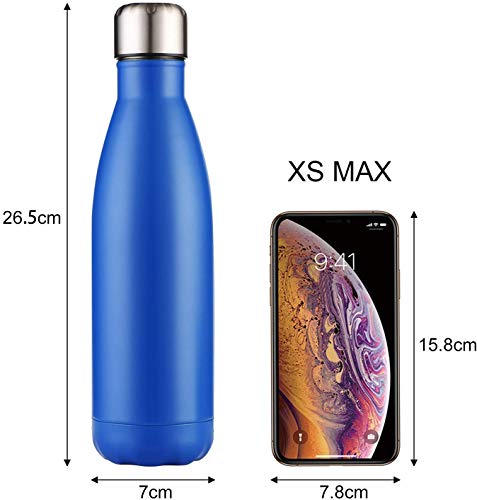 flintronic Botella Termica, 500ML Botella de Agua de Acero Inoxidable, Aislamiento de Vacío de Doble Pared, Botellas de Frío/Caliente Sin BPA & Eco Friendly, con 1 Portavasos y 1 Cepillo