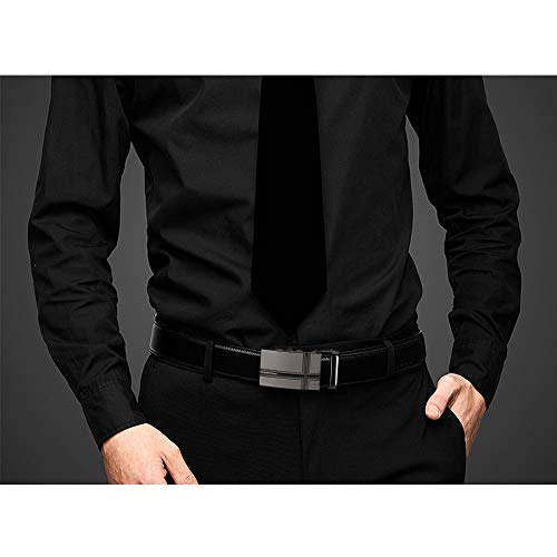 flintronic Cinturón Cuero Hombre, Cinturones Piel con Hebilla Automática, Sencillo y Clásico Perfecto Regalo