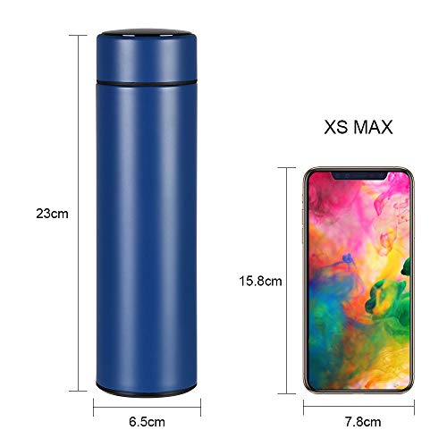 flintronic Taza de Viaje, Termo Taza 500ML Travel Mug, Frasco de Vacío de Acero Inoxidable, Pantalla LED Táctil Inteligente con Temperatura, Térmica de Doble Pared, Aislado al Vacío - Azul