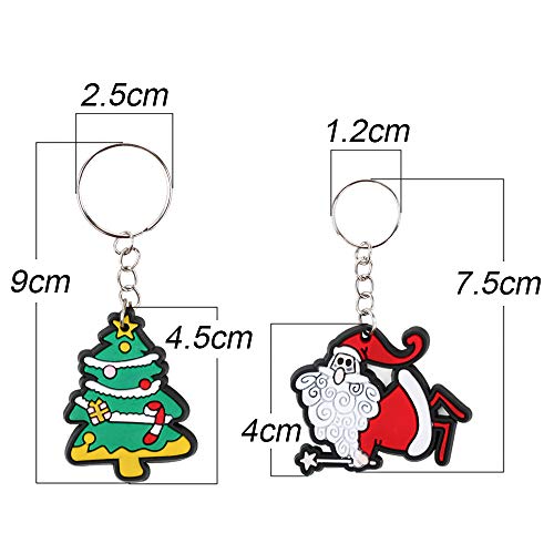 FLOFIA 48pcs Llavero Navidad PVC Santa Claus Llavero Papa Noél Árbol de Navidad Muñeco de Nieve Regalo Creativo Navidad para Niños Cumpleaños Decoración Bolso Monedero (6 Estilos)