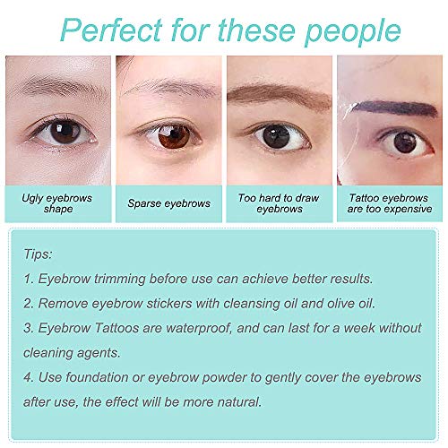 FLOFIA 55 Pares de Pegatinas de Cejas Tatuaje Tatoo 3D Naturales Cejas Adhesivas Auténticas con Forma De Cabello Impermeable Waterproof Larga Duración para Mujer Hombre Unisex Maquillaje (5 hojas)