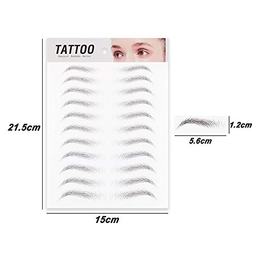 FLOFIA 55 Pares de Pegatinas de Cejas Tatuaje Tatoo 3D Naturales Cejas Adhesivas Auténticas con Forma De Cabello Impermeable Waterproof Larga Duración para Mujer Hombre Unisex Maquillaje (5 hojas)