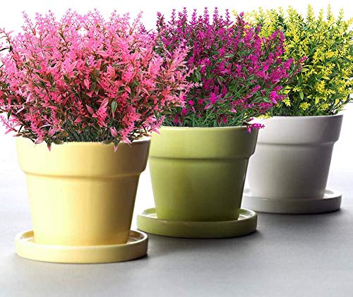 Flores artificiales de lavanda 6 piezas, arbustos artificiales realistas resistentes a los rayos UV, ramo de arbustos verdes para decorar tu hogar, cocina, jardín, interior y exterior, color rosa