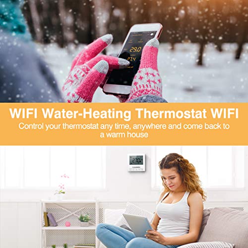 FLOUREON Termómetro WiFi Programable Higrómetro Digital LCD Pantalla Termohigrómetro Medidor Controlador de Temperatura para Habitación del Bebé, Casa, Oficina