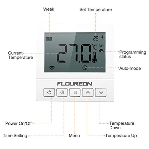 FLOUREON Termómetro WiFi Programable Higrómetro Digital LCD Pantalla Termohigrómetro Medidor Controlador de Temperatura para Habitación del Bebé, Casa, Oficina