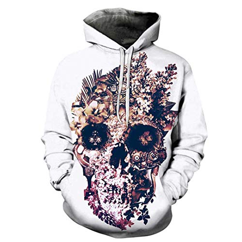 Flower Skull Artist Unisex Hoodie 3D Print Sudaderas Pullover Harajuku Mens Hoody Casual Streetwear Abrigo Masculino LMS1056 3XL