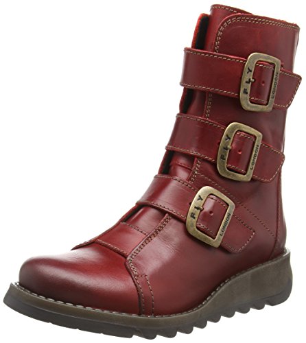Fly London Scop110fly, Botas Estilo Motero para Mujer, Rojo (Red 004), 37 EU