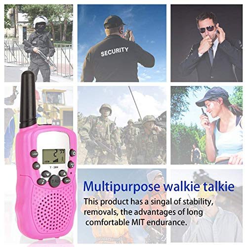Flybiz Walkie Talkie Niños PMR446 8 Canales LCD Pantalla Función VOX 10 Tonos de Llamada Bloqueo de Canal Linterna Incorporado 8 Canales LCD Pantalla VOX (Rosa)