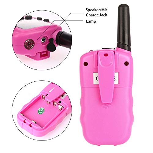 Flybiz Walkie Talkie Niños PMR446 8 Canales LCD Pantalla Función VOX 10 Tonos de Llamada Bloqueo de Canal Linterna Incorporado 8 Canales LCD Pantalla VOX (Rosa)