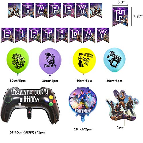 FLYFLY Conjunto de Suministros para la Fiesta, Decoraciones para Cumpleaños de Tema de Videojuegos para Fiesta Infantil, Adultos y Disfraces