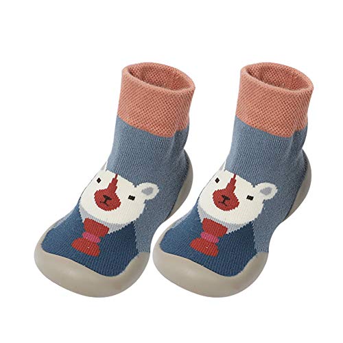 Fnsky Calcetines de bebé pantuflas calcetines, antideslizantes y cálidos calcetines de piso calcetines de invierno lindos zapatos de calcetín para bebé niño niña, Rosa, 22-23
