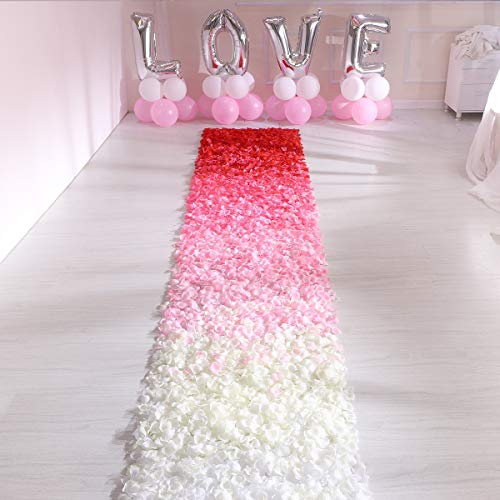 Fodlon 1500 Piezas Petalos de Rosa Artificiales, Pétalos de Rosa en Seda, Confeti para Boda, Noche Romántica, Día de San Valentín, Dispersión de Mesa (Rosa + Blanco)