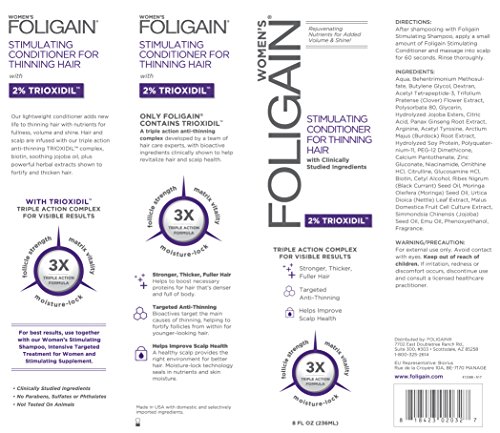FOLIGAIN - Acondicionador capilar regenerativo para mujeres con 2% de trioxidil - 236 ml