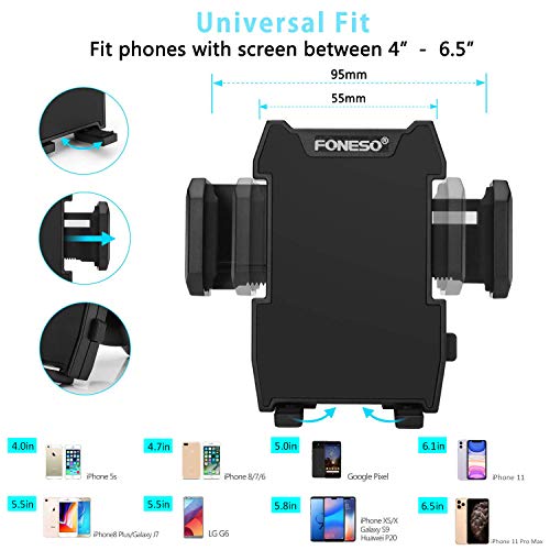 Foneso Soporte de Teléfono Móvil para Coche, Soporte Celular Universal Rejilla Ventilación con Rotación 360 Grados y Abrazadera Ajustable para iPhone 11 XS MAX/XR/X Samsung S10/S9/S8 Huawei P30pro
