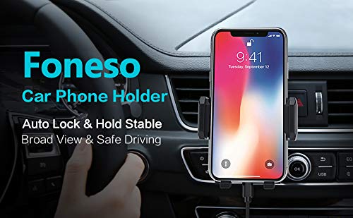 Foneso Soporte de Teléfono Móvil para Coche, Soporte Celular Universal Rejilla Ventilación con Rotación 360 Grados y Abrazadera Ajustable para iPhone 11 XS MAX/XR/X Samsung S10/S9/S8 Huawei P30pro