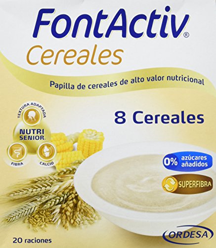 Fontactiv 8 cereales 600 grs, papilla de cereales de alto valor nutricional para adultos y mayores, Mezcla de 8 cereales : trigo, arroz, cebada, centeno, maíz, mijo, sorgo y avena.