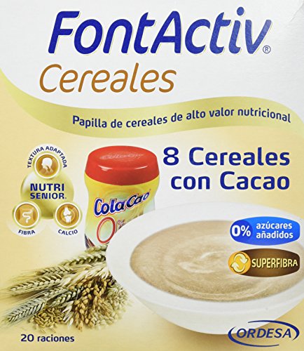 Fontactiv Cereales con Cacao 600 grs papilla de cereales de alto valor nutricional adaptada a las necesidades y requerimientos de adultos y personas mayores